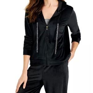 NWT Charter Club 2-Piece Set Velour Zip Front Hoodie & Wide Leg Pants
